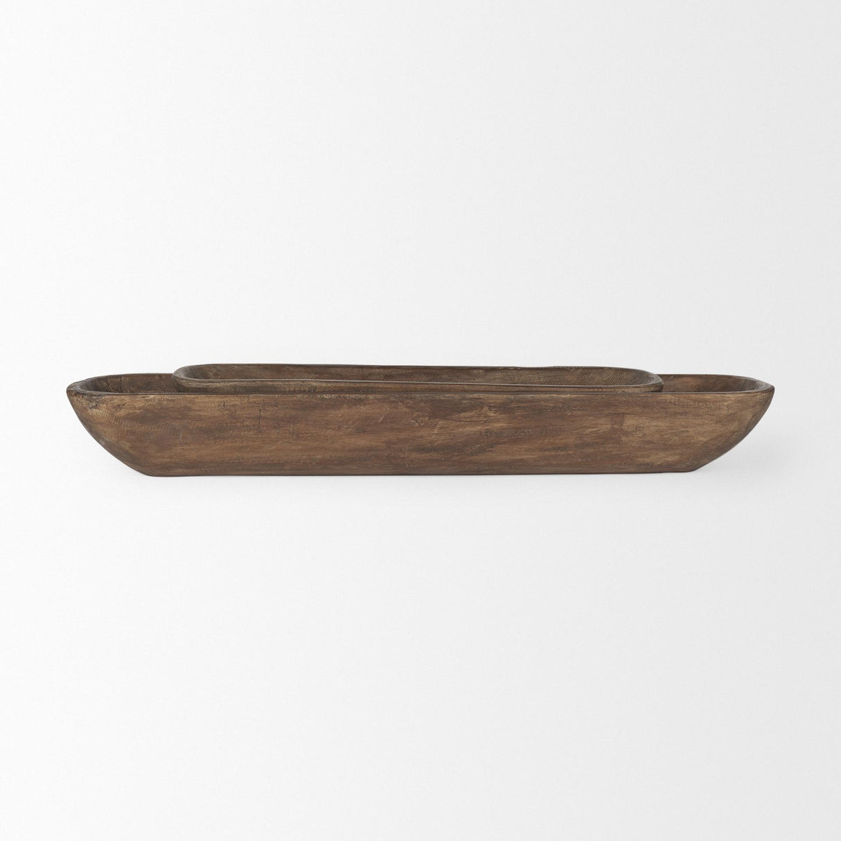 Mercana Athena Set of 2 Extra Large Medium Brown Reclaimed Wood Trays