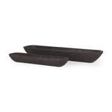 Mercana Athena Set of 2 Extra Large Black-Brown Reclaimed Wood Trays