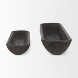 Mercana Athena Set of 2 Extra Large Black-Brown Reclaimed Wood Trays