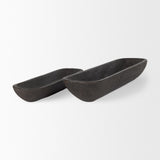 Mercana Athena Set of 2 Extra Large Black-Brown Reclaimed Wood Trays