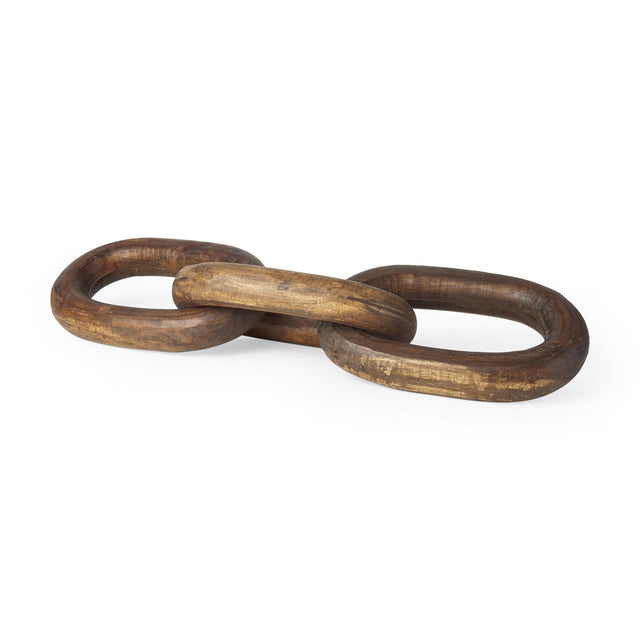 Mercana Tayla Large Medium Brown Wood Chain Link