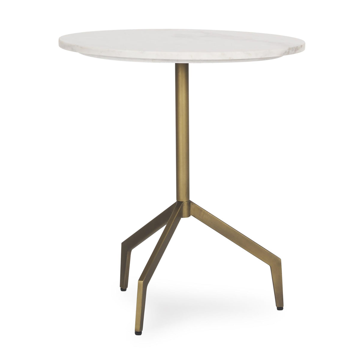 Mercana Serre Marble Top 3 Prong Gold Metal Base End Table