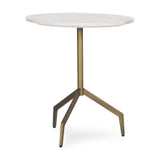 Mercana Serre Marble Top 3 Prong Gold Metal Base End Table
