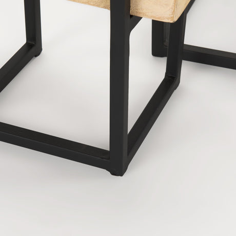 Mercana Jadine Set of 2 Beige Wood w/ Black Metal Arch Frames