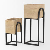 Mercana Jadine Set of 2 Beige Wood w/ Black Metal Arch Frames