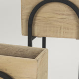 Mercana Jadine Set of 2 Beige Wood w/ Black Metal Arch Frames