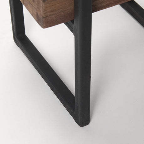 Mercana Jadine Set of 2 Medium Brown Wood w/ Black Metal Rectangle Frames