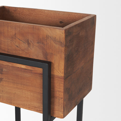 Mercana Jadine Set of 2 Medium Brown Wood w/ Black Metal Rectangle Frames