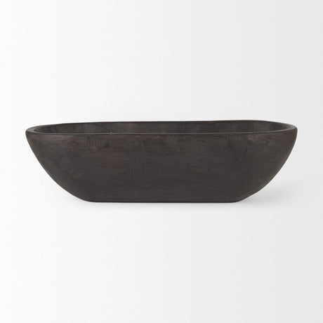 Mercana Athena Extra Large Oblong Black-Brown Reclaimed Wood Bowl