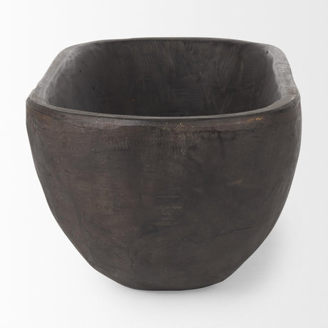 Mercana Athena Extra Large Oblong Black-Brown Reclaimed Wood Bowl