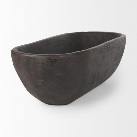 Mercana Athena Extra Large Oblong Black-Brown Reclaimed Wood Bowl