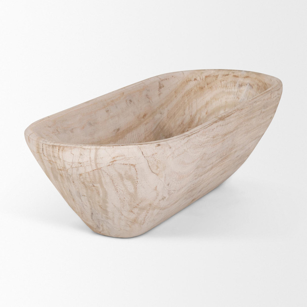 Mercana Athena Extra Large Oblong Light-Wash Reclaimed Wood Bowl