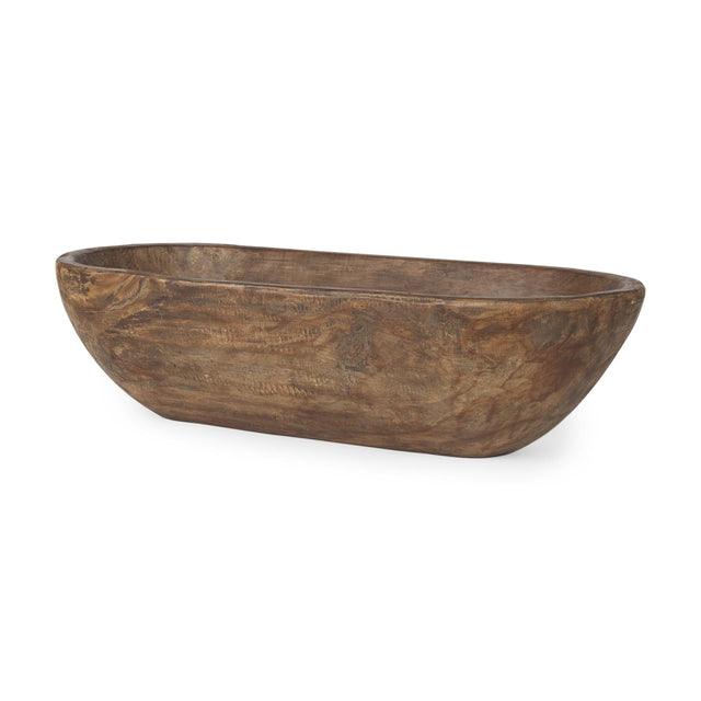 Mercana Athena Extra Large Oblong Medium Brown Reclaimed Wood Bowl