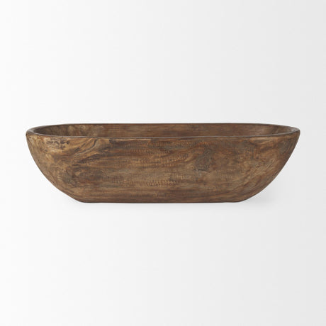 Mercana Athena Extra Large Oblong Medium Brown Reclaimed Wood Bowl