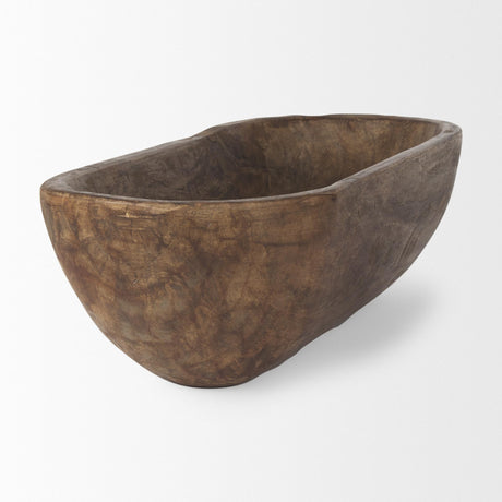 Mercana Athena Extra Large Oblong Medium Brown Reclaimed Wood Bowl
