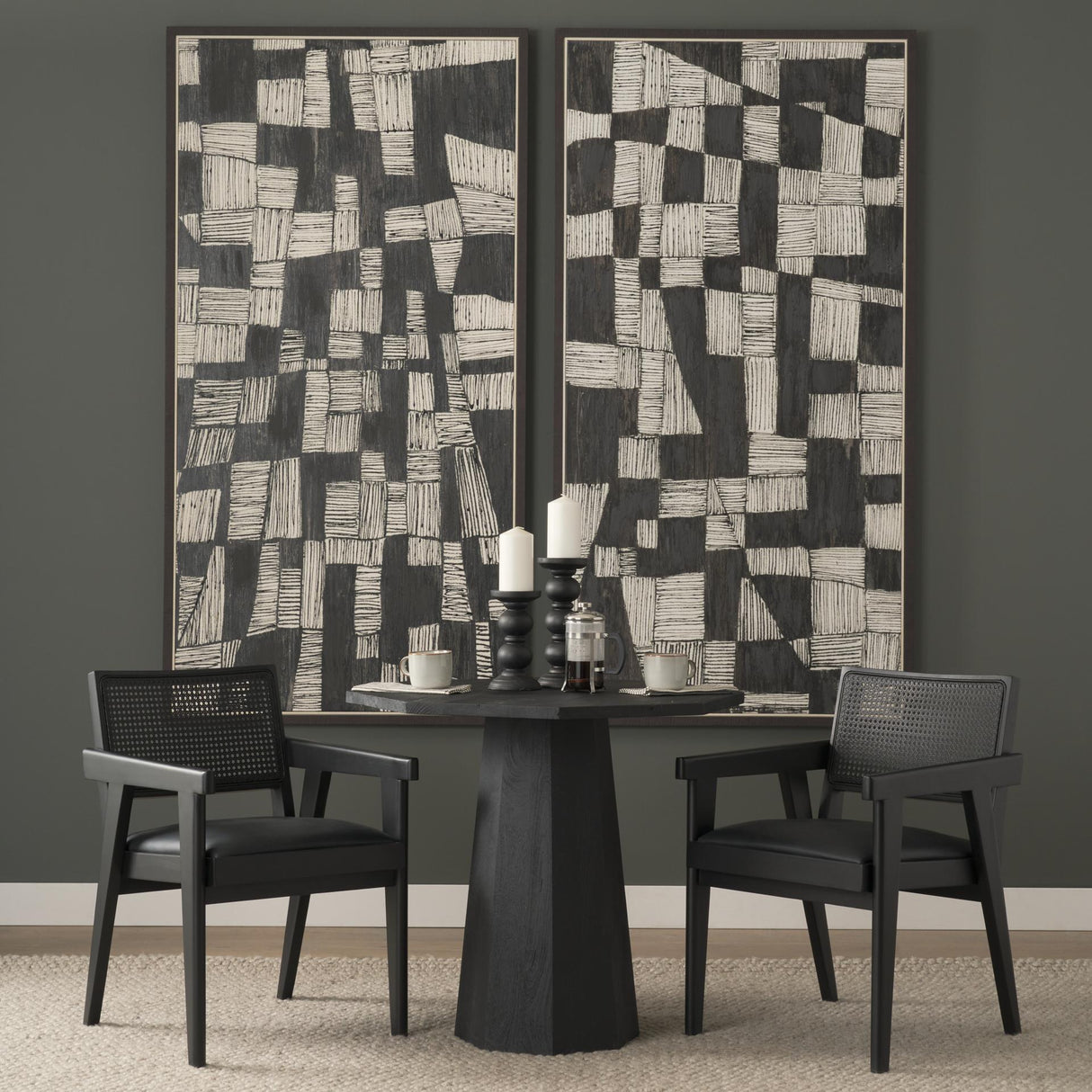 Mercana Maxine Hexagonal Black Wood Foyer Table