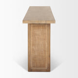 Mercana Grier 65" Light Brown Solid Wood w/ Cane Console Table