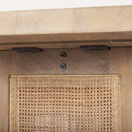 Mercana Grier Light Brown Solid Wood w/ Cane Accent Console Table