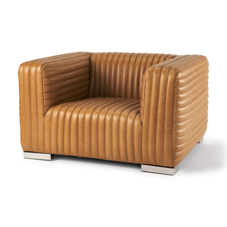 Mercana Ricciardo Cognac Leather Upholstered Arm Chair