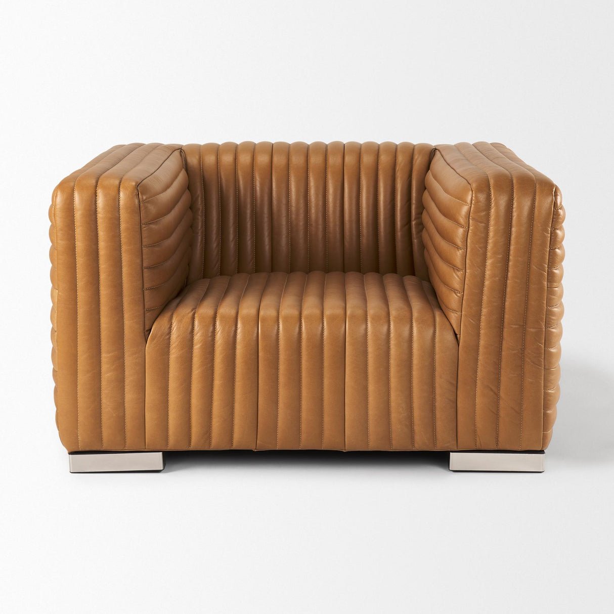 Mercana Ricciardo Cognac Leather Upholstered Arm Chair