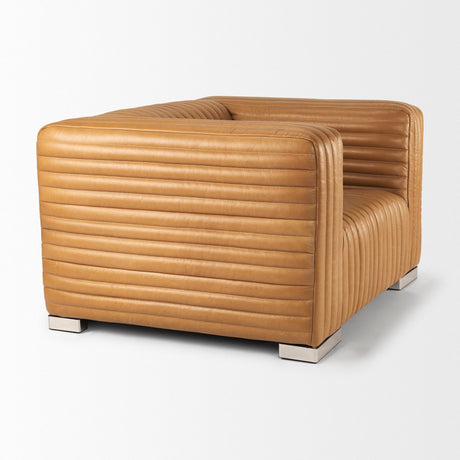 Mercana Ricciardo Cognac Leather Upholstered Arm Chair