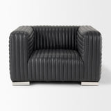 Mercana Ricciardo Black Leather Upholstered Arm Chair