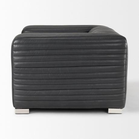 Mercana Ricciardo Black Leather Upholstered Arm Chair