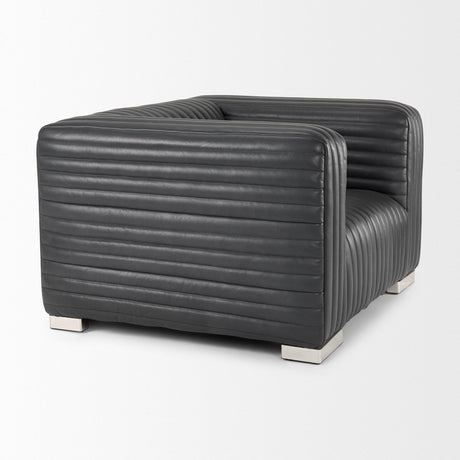 Mercana Ricciardo Black Leather Upholstered Arm Chair