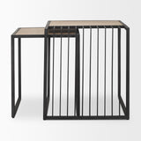 Mercana Miles Black Metal w/ Light Wood Nesting End/Side Table
