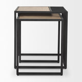Mercana Miles Black Metal w/ Light Wood Nesting End/Side Table
