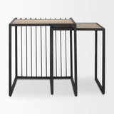 Mercana Miles Black Metal w/ Light Wood Nesting End/Side Table
