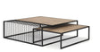 Mercana Miles Black Metal w/ Light Wood Nesting Coffee Table
