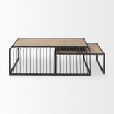 Mercana Miles Black Metal w/ Light Wood Nesting Coffee Table