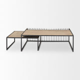 Mercana Miles Black Metal w/ Light Wood Nesting Coffee Table