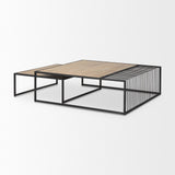 Mercana Miles Black Metal w/ Light Wood Nesting Coffee Table