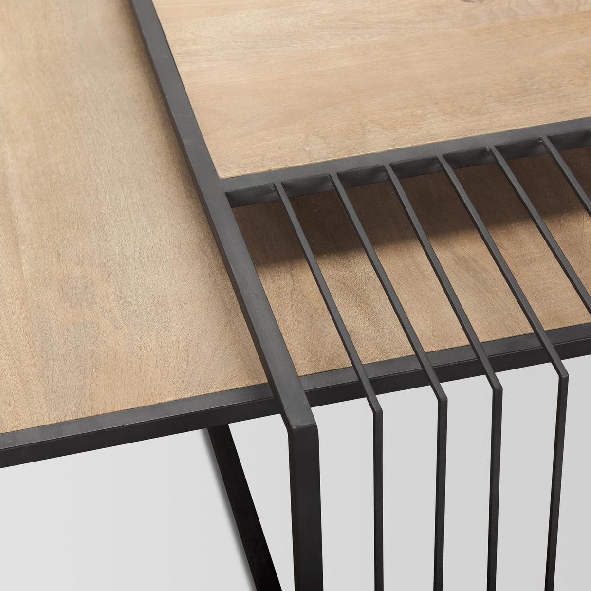 Mercana Miles Black Metal w/ Light Wood Nesting Coffee Table