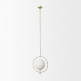 Mercana Farrah Frosted Glass Globe w/ Gold Metal Pendant Light
