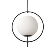 Mercana Farrah Frosted Glass Globe set in Matte Black Metal Pendant Ceiling Light