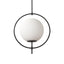Mercana Farrah Frosted Glass Globe set in Matte Black Metal Pendant Ceiling Light