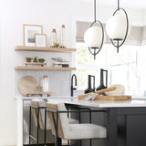 Mercana Farrah Frosted Glass Globe set in Matte Black Metal Pendant Ceiling Light
