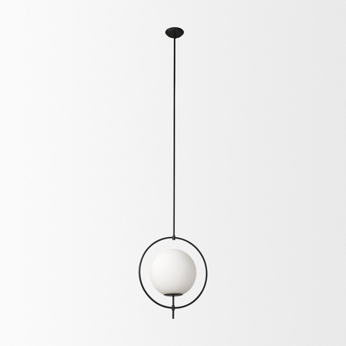 Mercana Farrah Frosted Glass Globe set in Matte Black Metal Pendant Ceiling Light