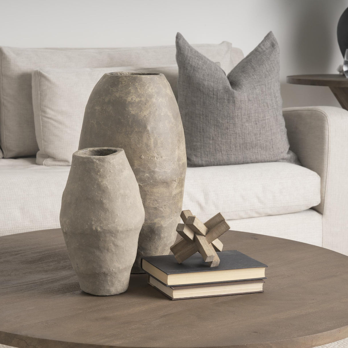 Mercana Rundal Large Gray Paper Mache Vase