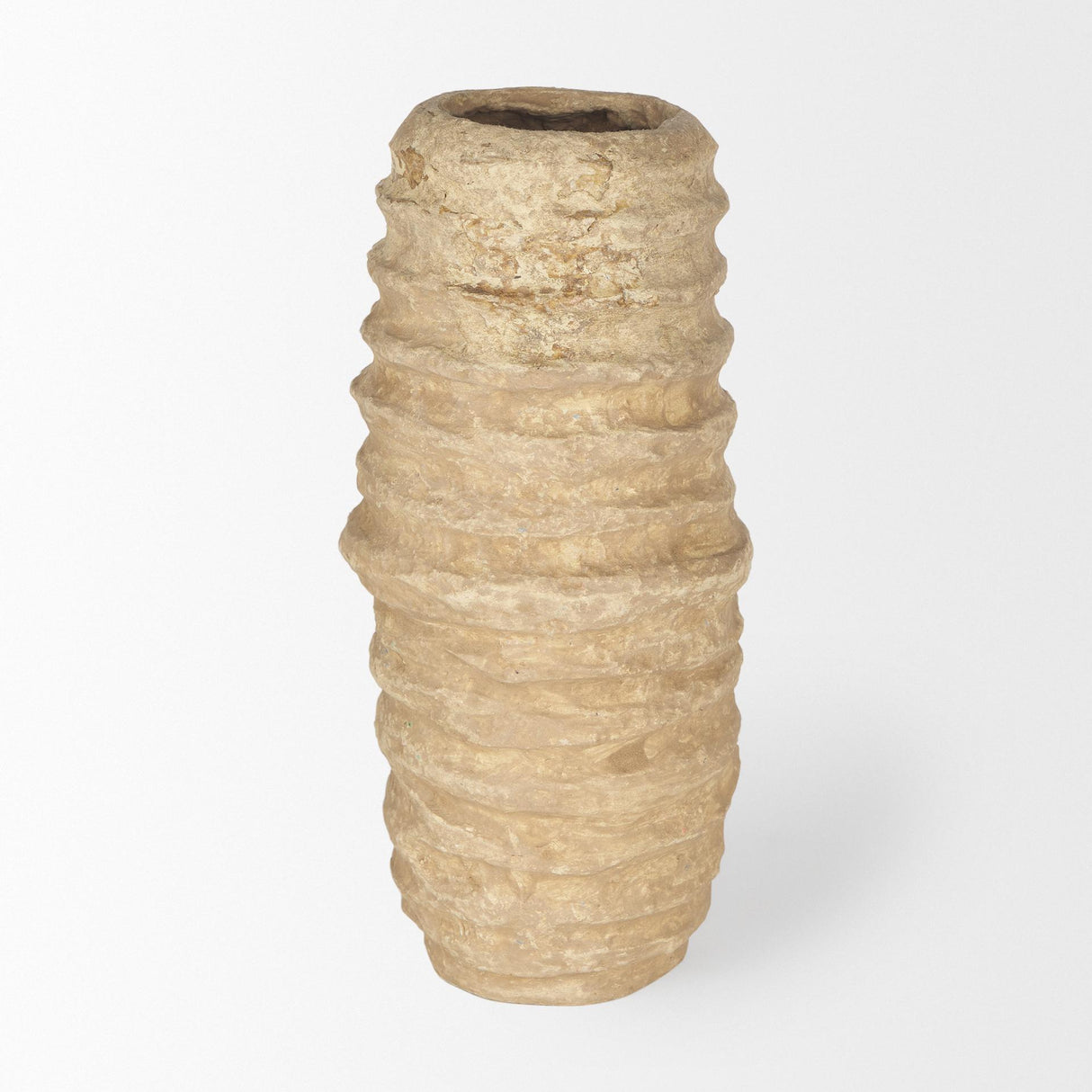 Mercana Kamli Small Beige Paper Mache Vase