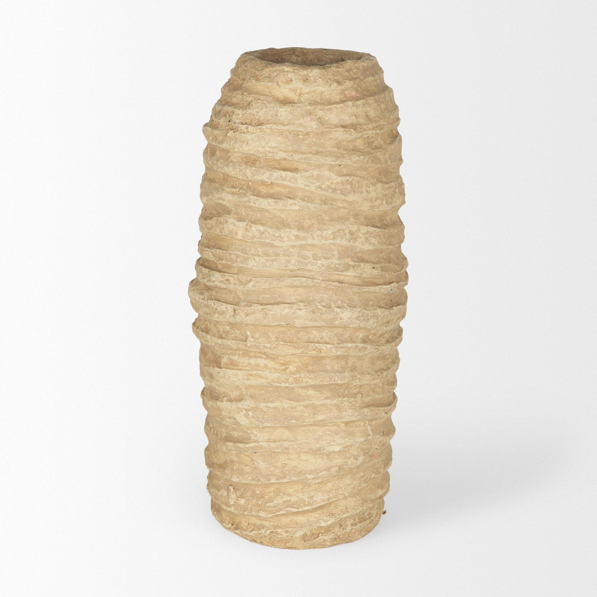 Mercana Kamli Large Beige Paper Mache Vase