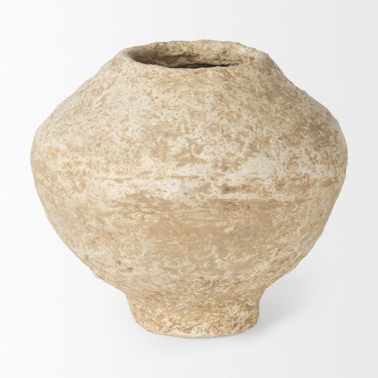 Mercana Ritu Small Beige Paper Mache Pot Vase