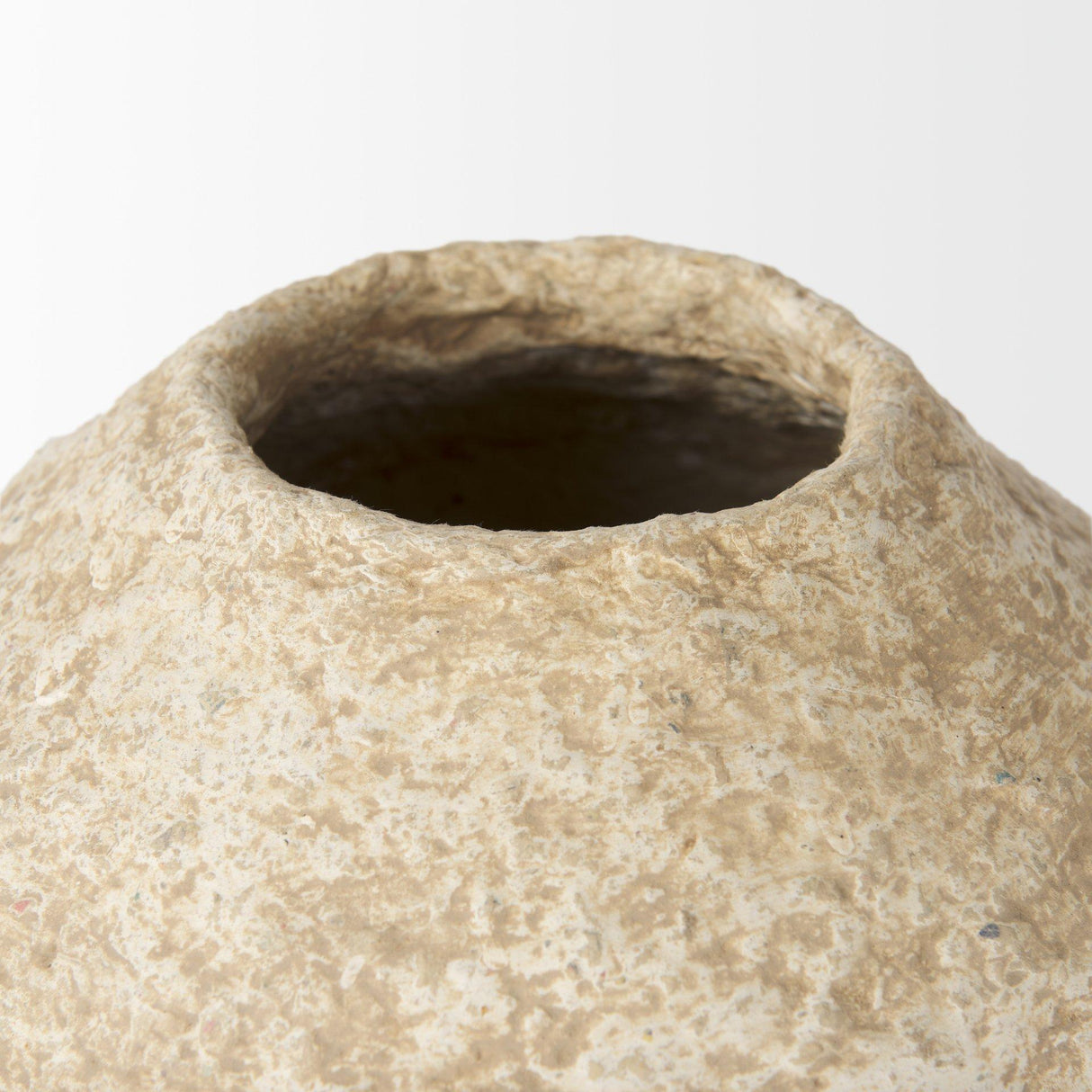 Mercana Ritu Small Beige Paper Mache Pot Vase