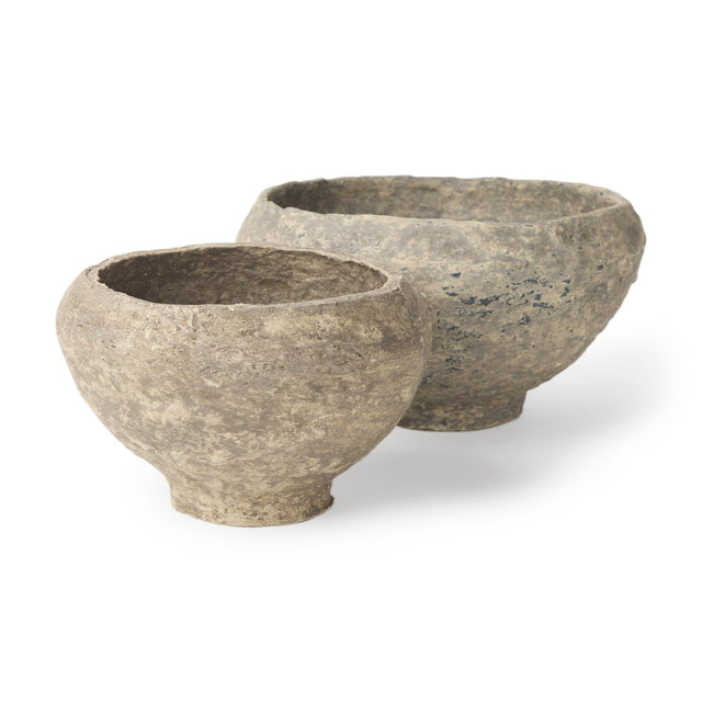 Mercana Sonu Set of 2 Gray Paper Mache Half-Pot Bowls