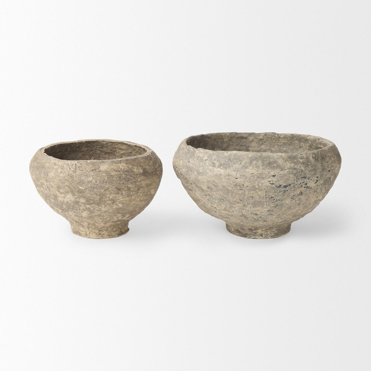 Mercana Sonu Set of 2 Gray Paper Mache Half-Pot Bowls