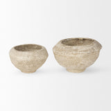 Mercana Sonu Set of 2 Beige Paper Mache Half-Pot Bowls