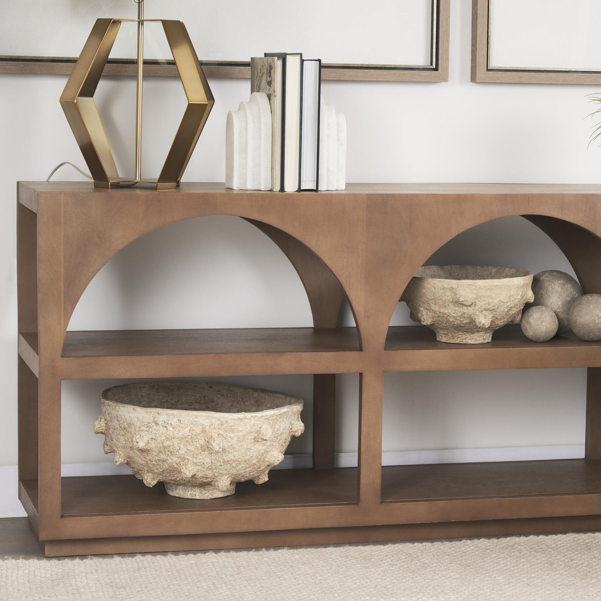 Mercana Sonam Set of 2 Beige Paper Mache Spiked Bowls